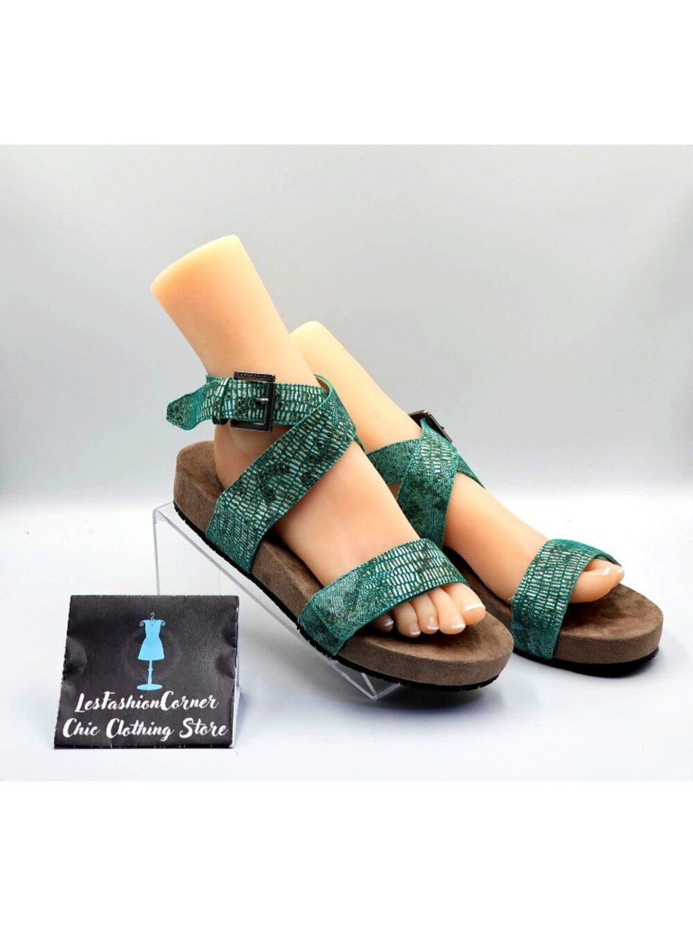 NWOB Revitalign Women's Green Lizard Swell Comfort Strap Sandal Sz 10 2461 - Picture 4 of 16